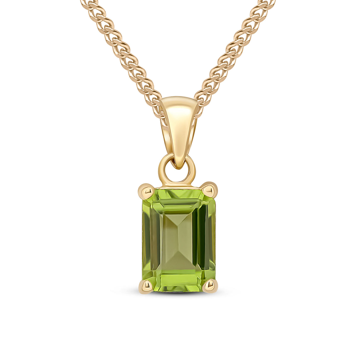 9CT YG 7X5MM OCTAGON PERIDOT CLAW SET PENDANT
