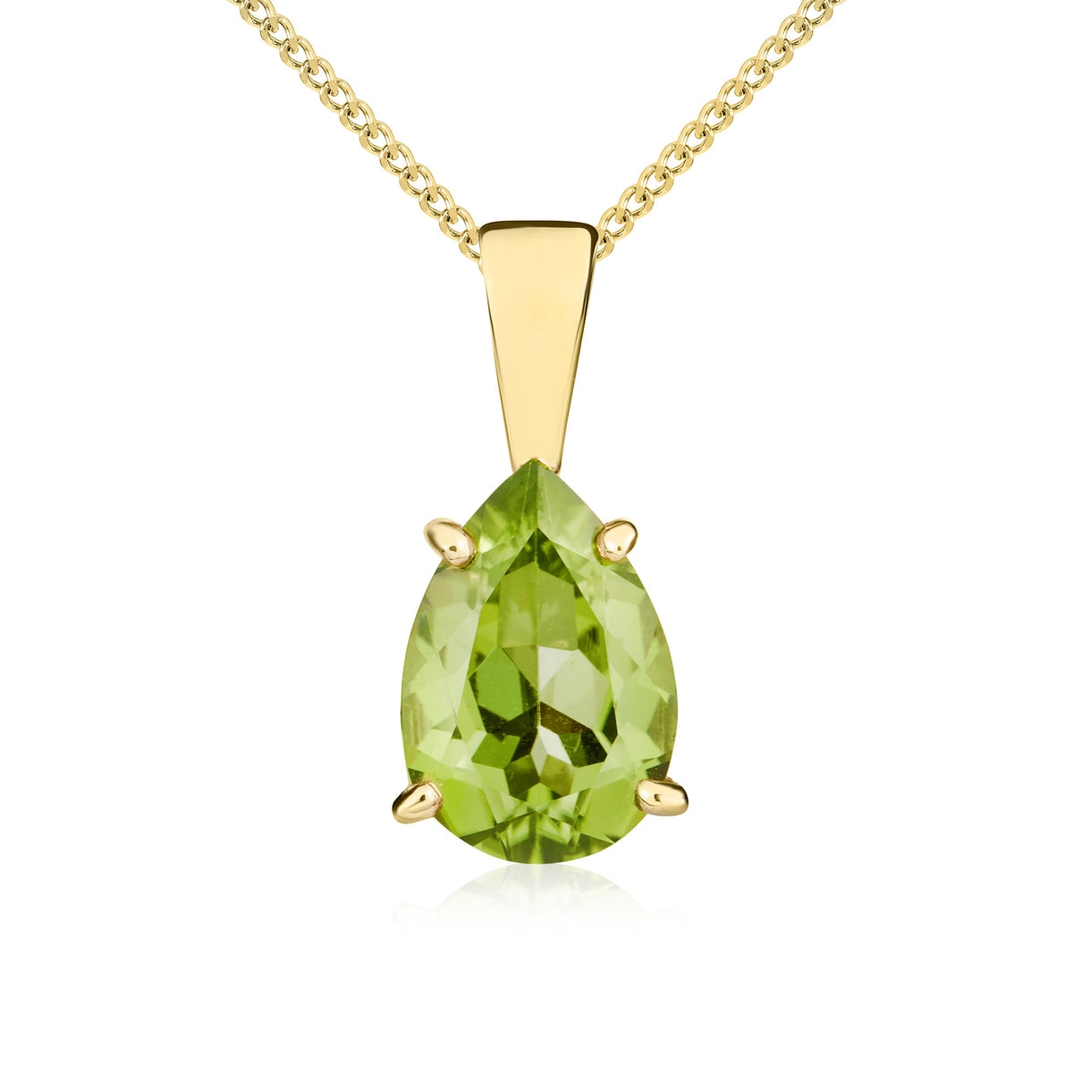 9CT YG 10X7 PEARSHAPE PERIDOT CLAW SET PENDANT (TEMPORARILY DISCONTINUED)
