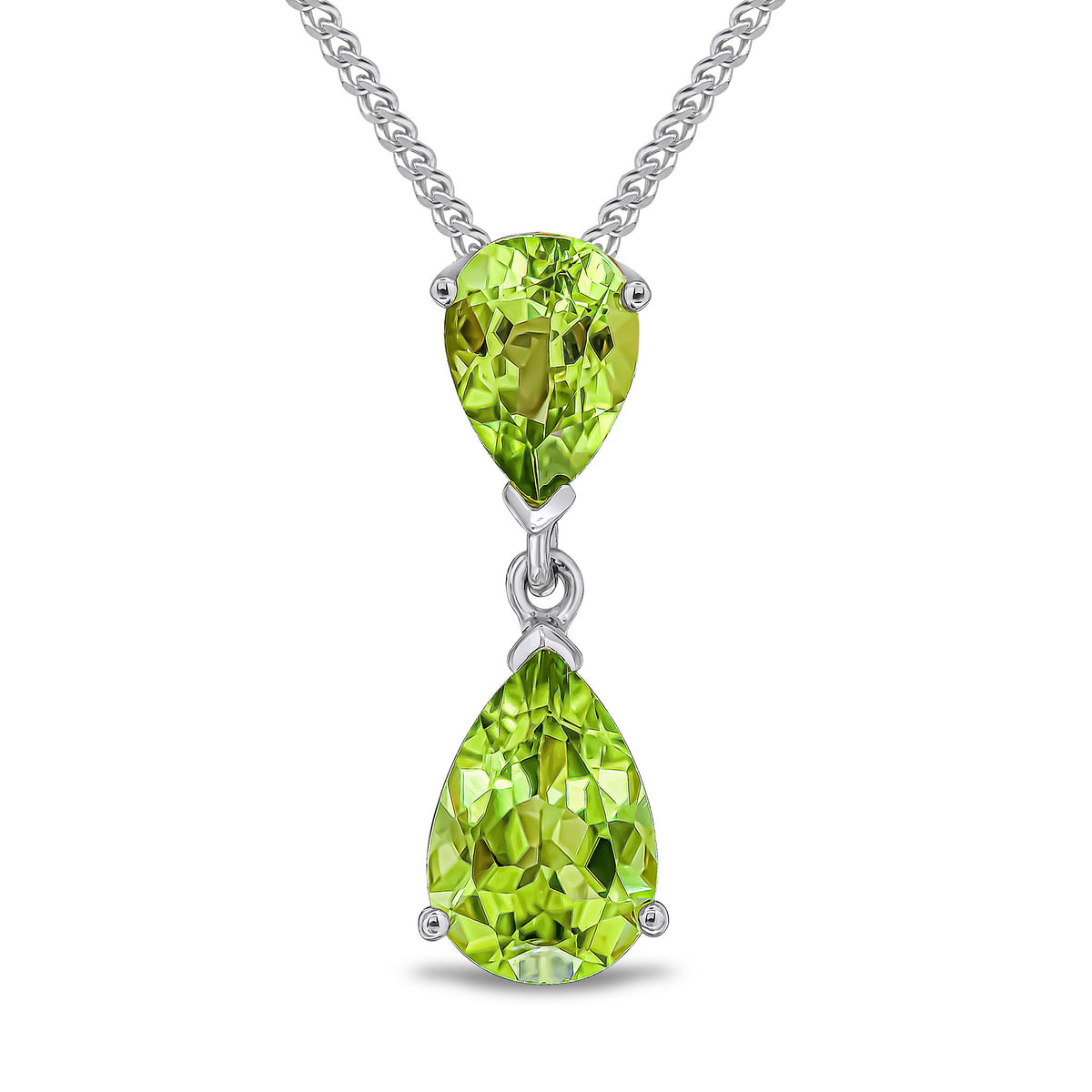 9CT WG PEARSHAPE PERIDOT 2ST CLAW SET PENDANT (TEMPORARILY DISCONTINUED)
