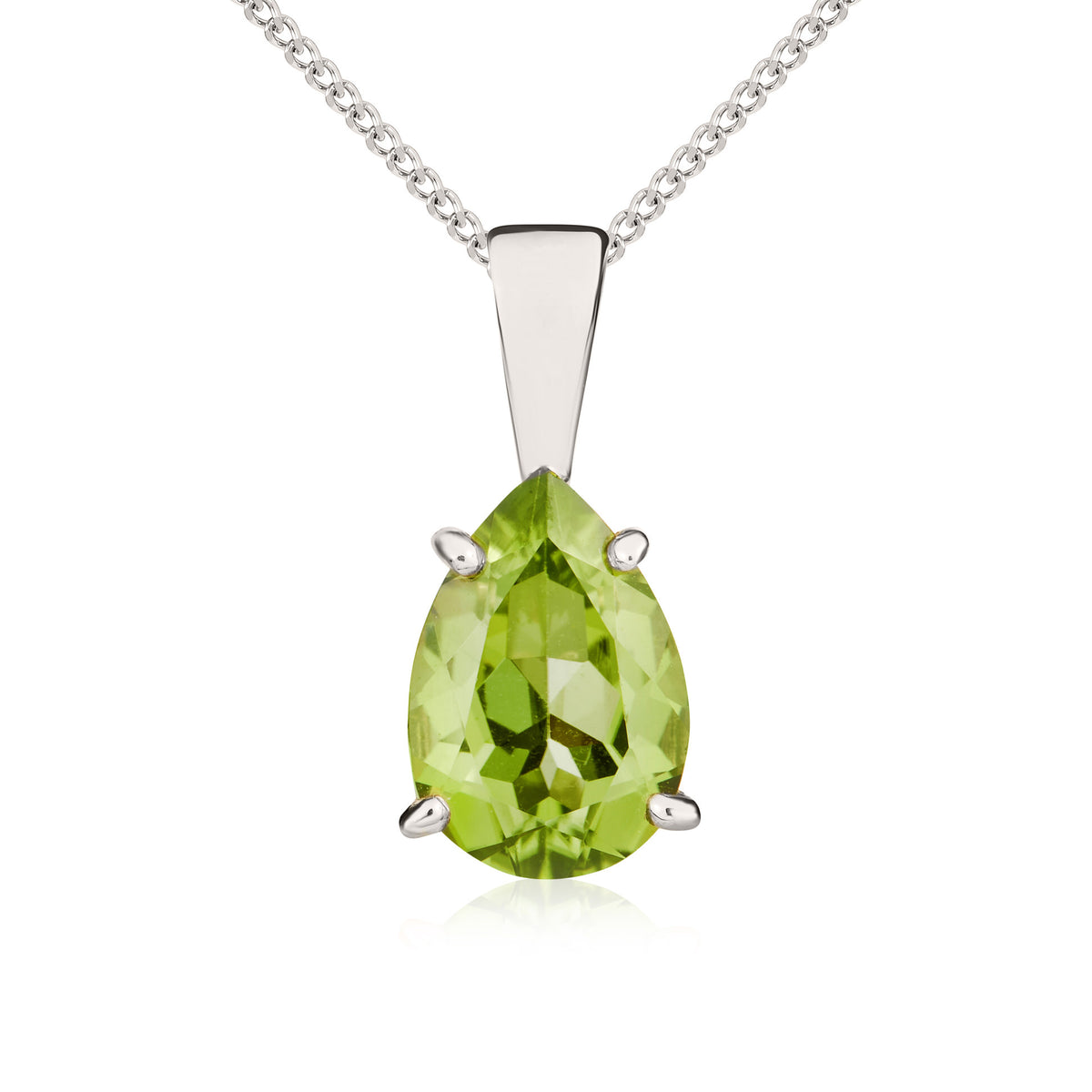 9CT WG 10X7 PEARSHAPE PERIDOT CLAW SET PENDANT (TEMPORARILY DISCONTINUED)