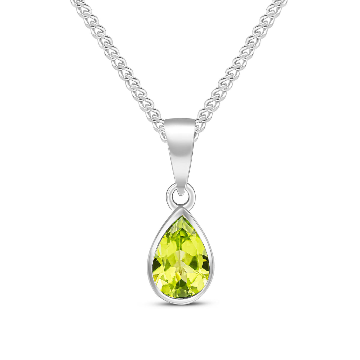 9CT WG 7X5 PEARSHAPE PERIDOT RUBOVER PENDANT