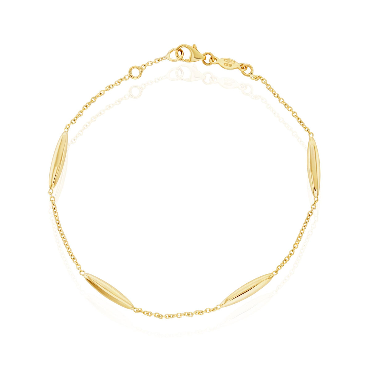 9CT Yellow Gold Chain And 3D Marquise Motif Bracelet