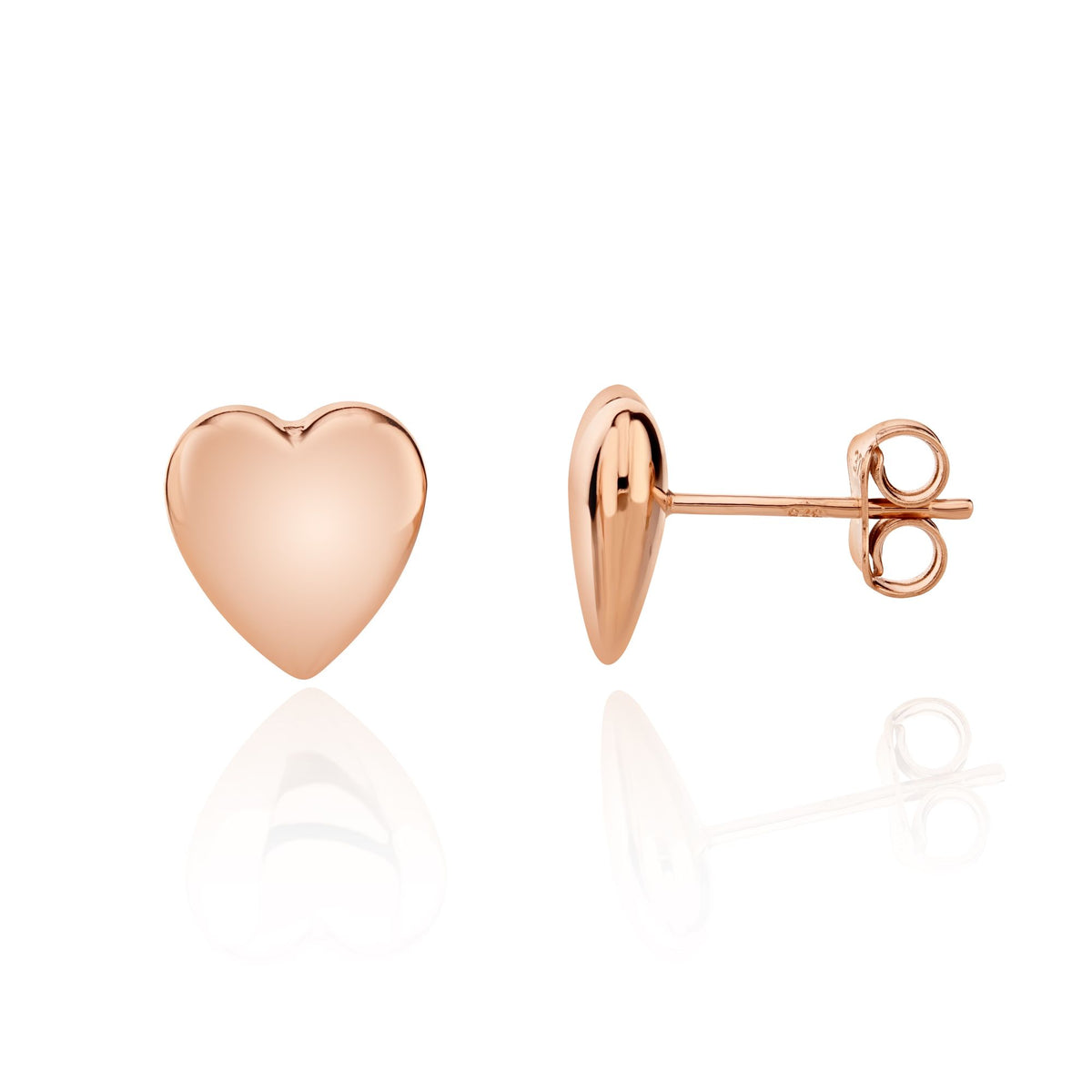 9CT Rose Gold Polished Heart Stud Earrings