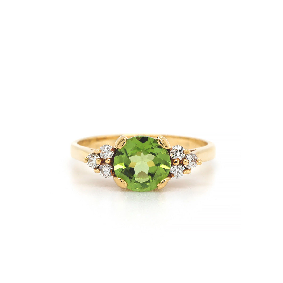 18ct Yellow Gold Peridot and Diamond Trefoil Ring