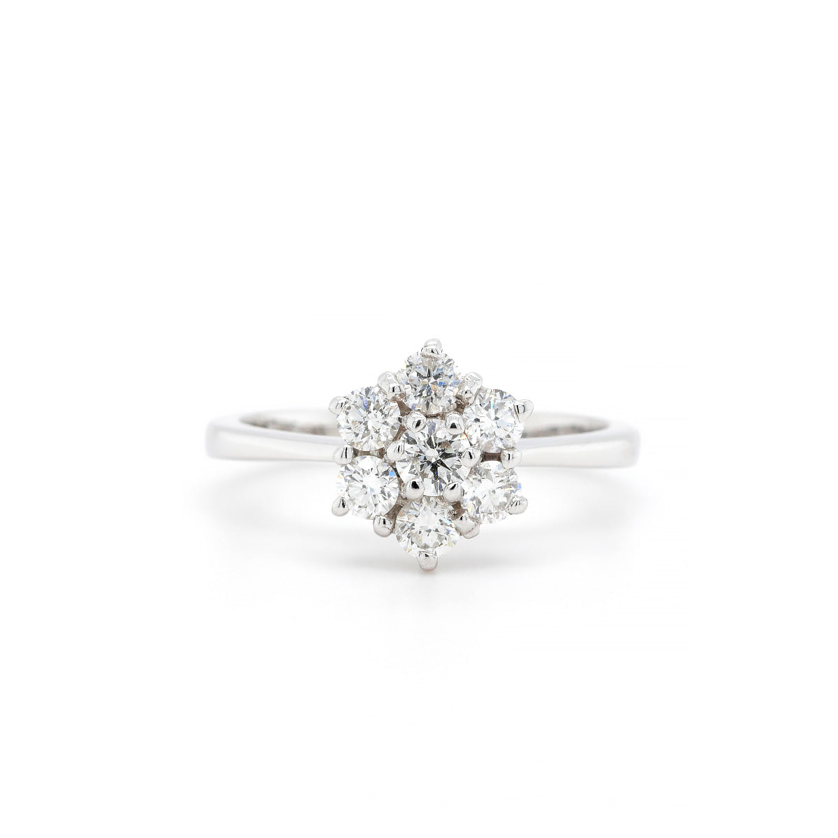 18ct White Gold Diamond Floral Cluster Ring