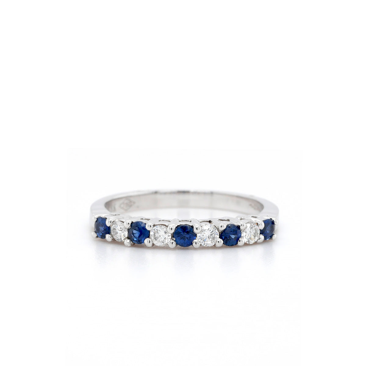 18ct White Gold Sapphire and Diamond 9 Stone Ring