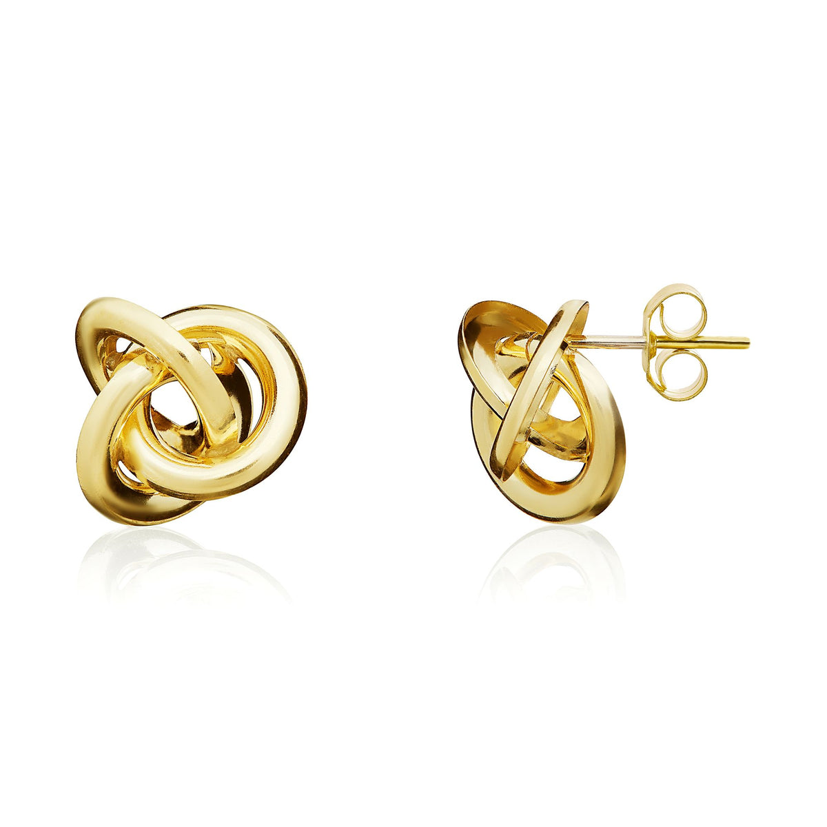 9CT Yellow Gold Polished Simple Woolmark Knot Earrings