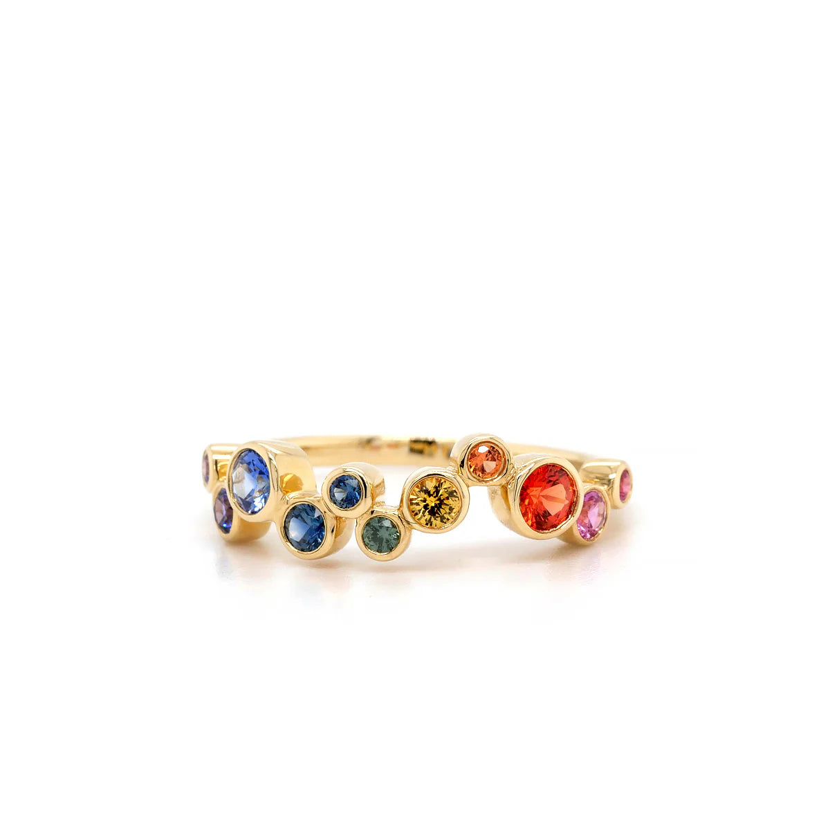 18ct Yellow Gold Multi Sapphire Bubble Ring 0.55ct