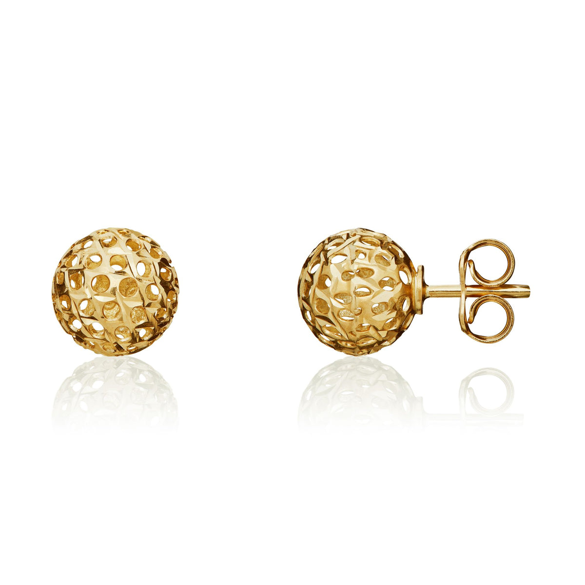 9CT Yellow Gold Pierced Out 8MM Ball Earstuds