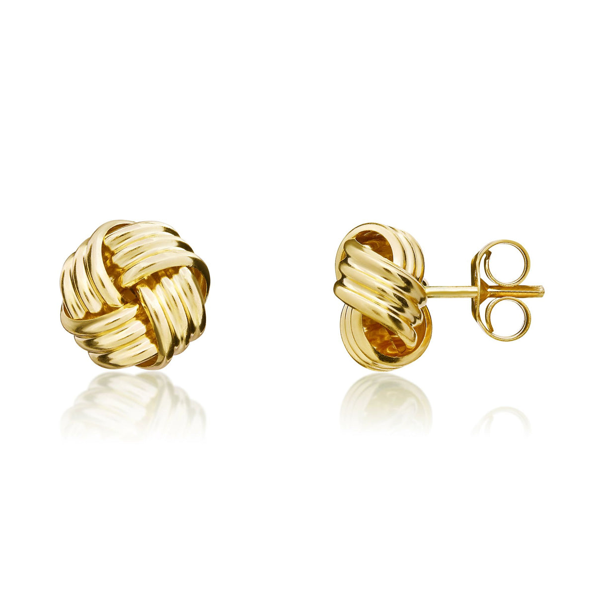 9CT Yellow Gold 4 Section Ribbed Knot Earrings