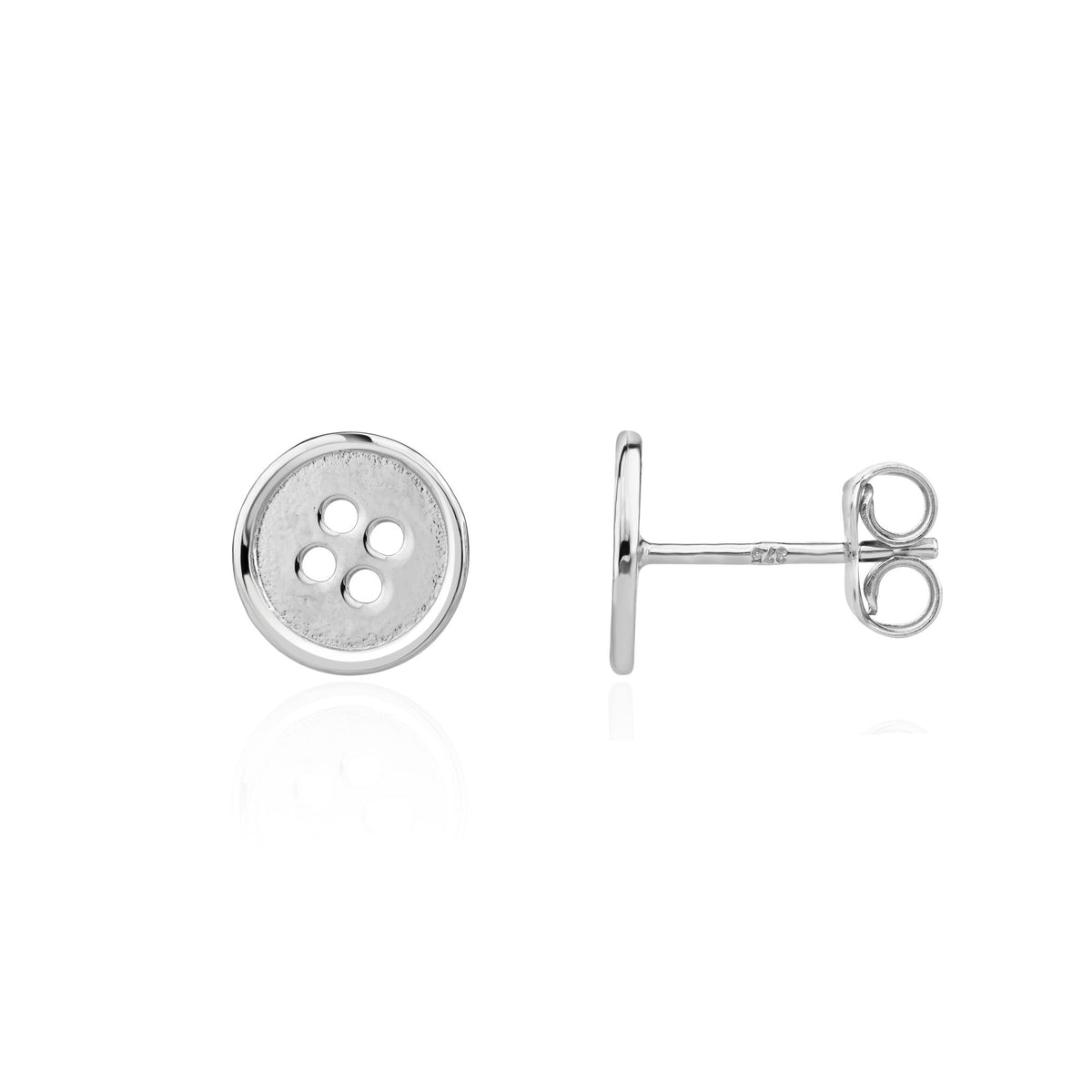 9CT White Gold Coat Button Stud Earrings