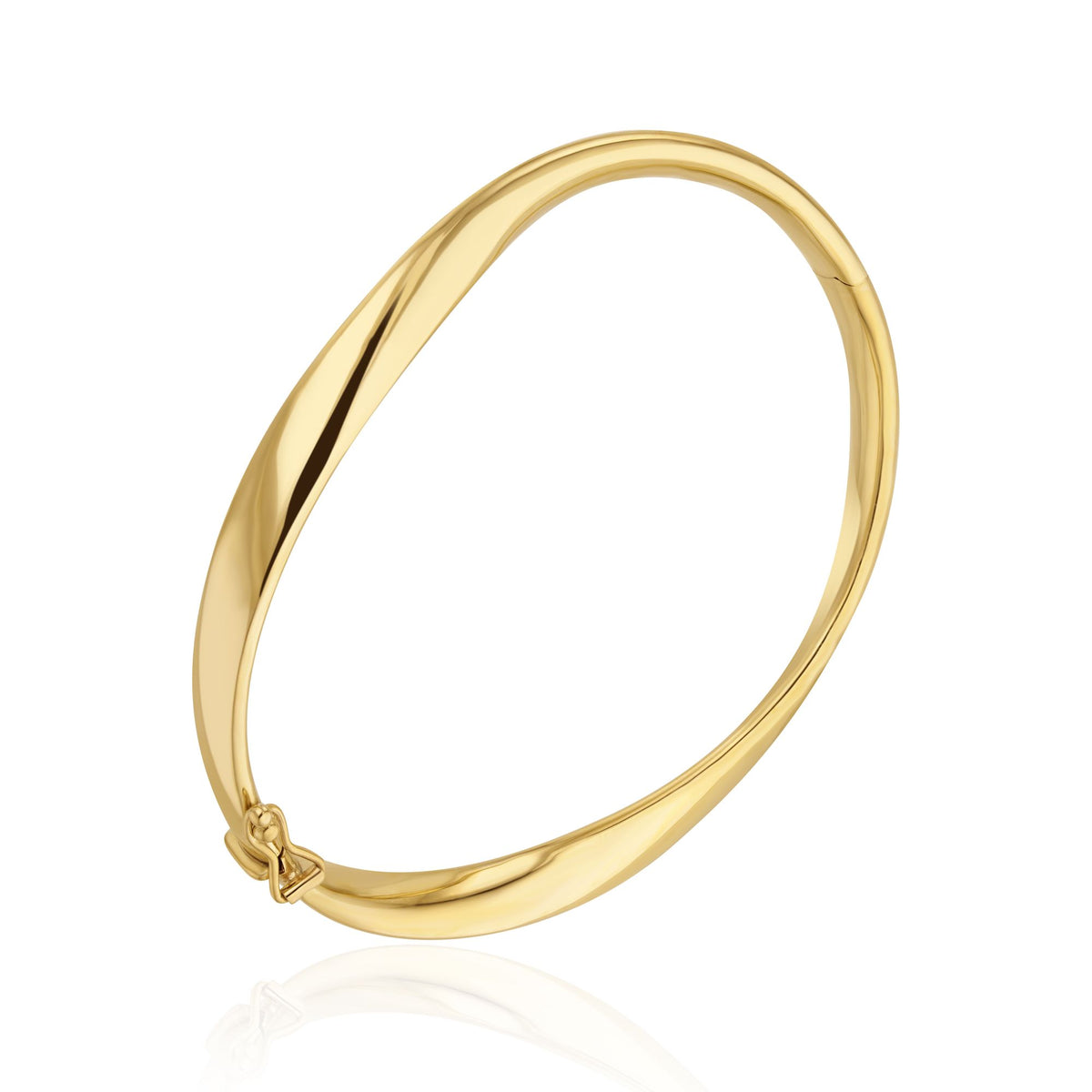 9CT Yellow Gold Polished Wavy Hollow Hinged Bangle