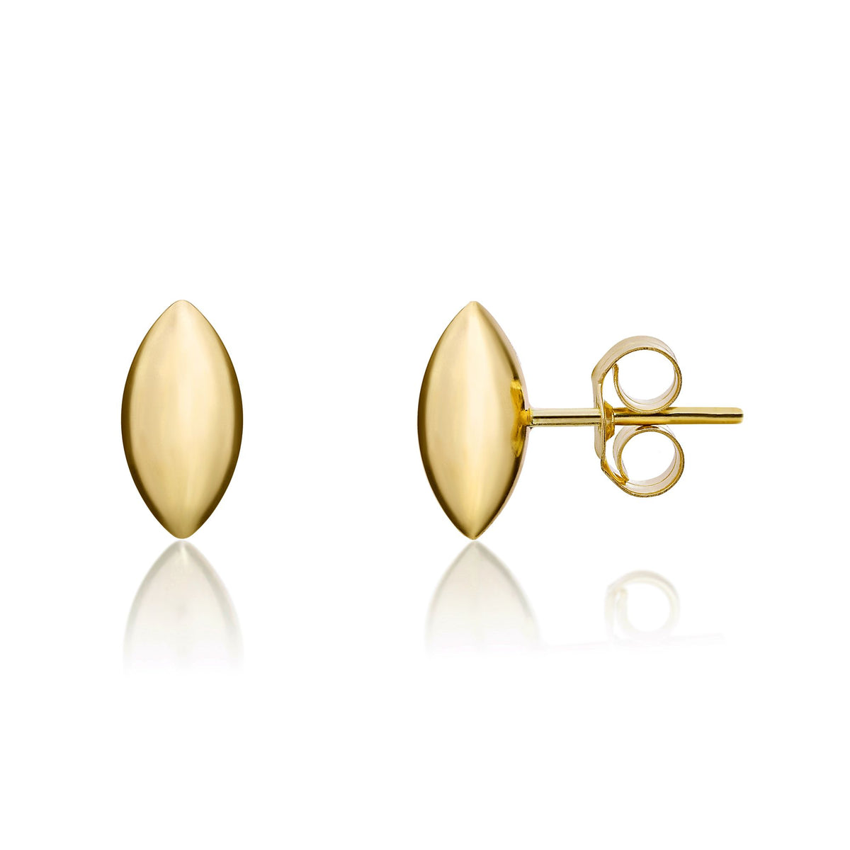 9CT Yellow Gold Polished 3D Marquise Shape Stud Earrings