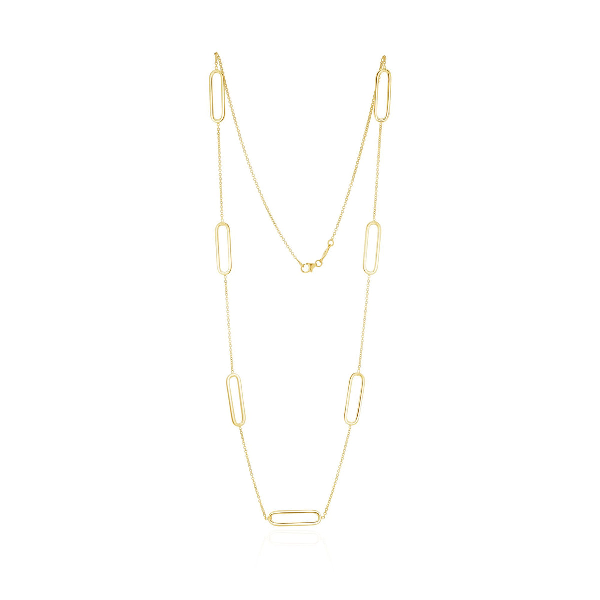 9CT Yellow Gold Chain & Open Oval Motif Necklace. 24 Inch