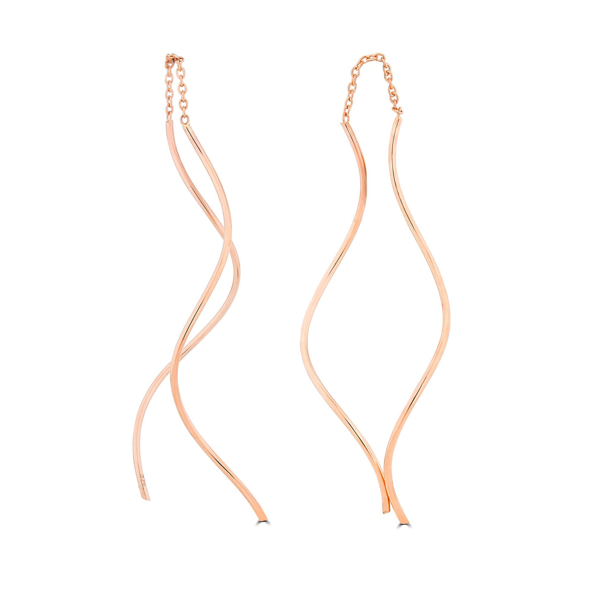 9CT Rose Gold Double Squiggle Pull-Through Drop Earrings