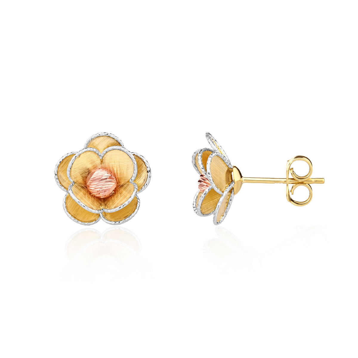 9CT 3 COL.FLOWER Earstuds
