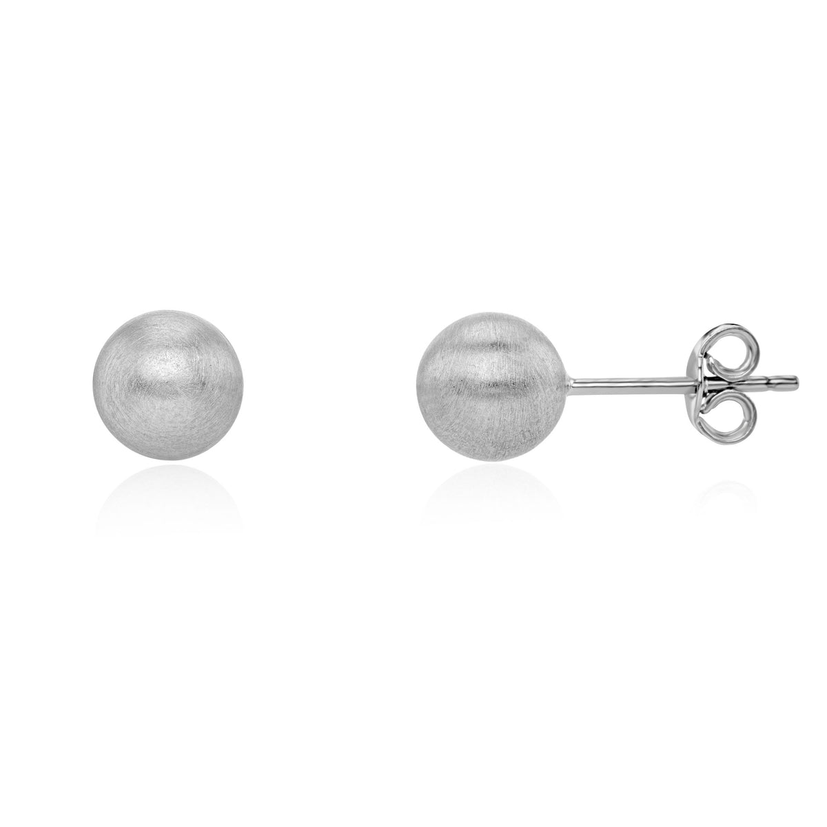 9CT White Gold Satin 7MM Ball Stud Earrings