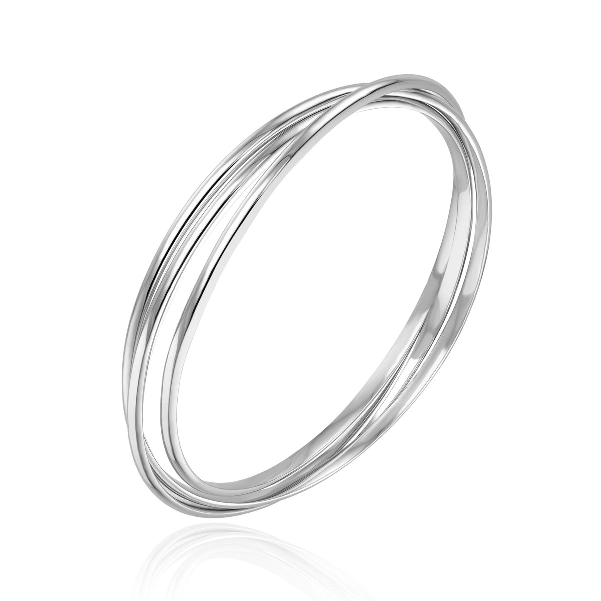 9CT White Gold Russian Bangle. Hollow