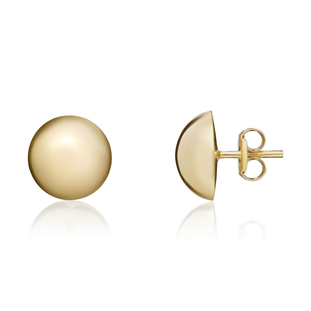 9CT Yellow Gold 10MM Polished Domed Stud Earrings