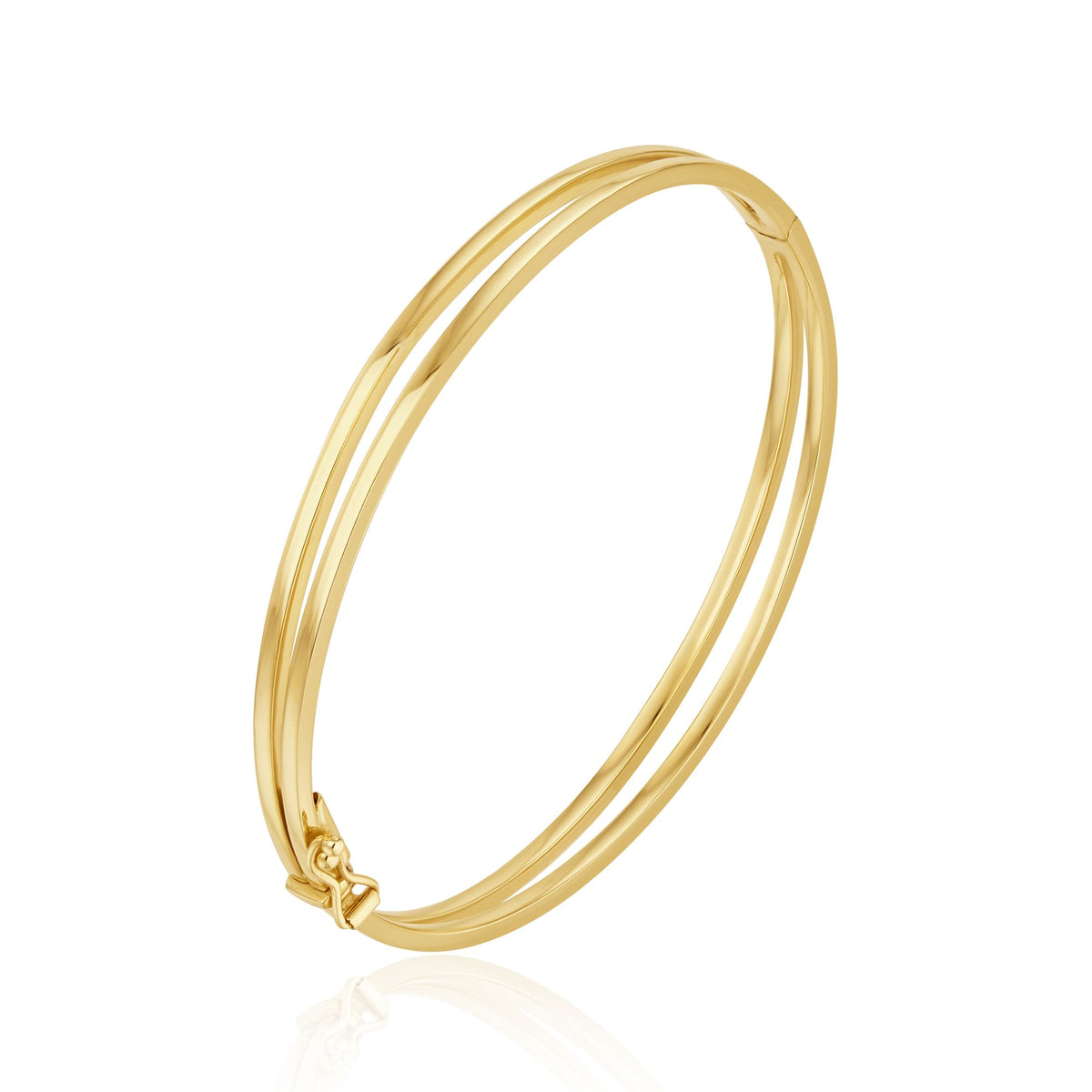 9CT Yellow Gold 2 Row Tapered Hinged Bangle