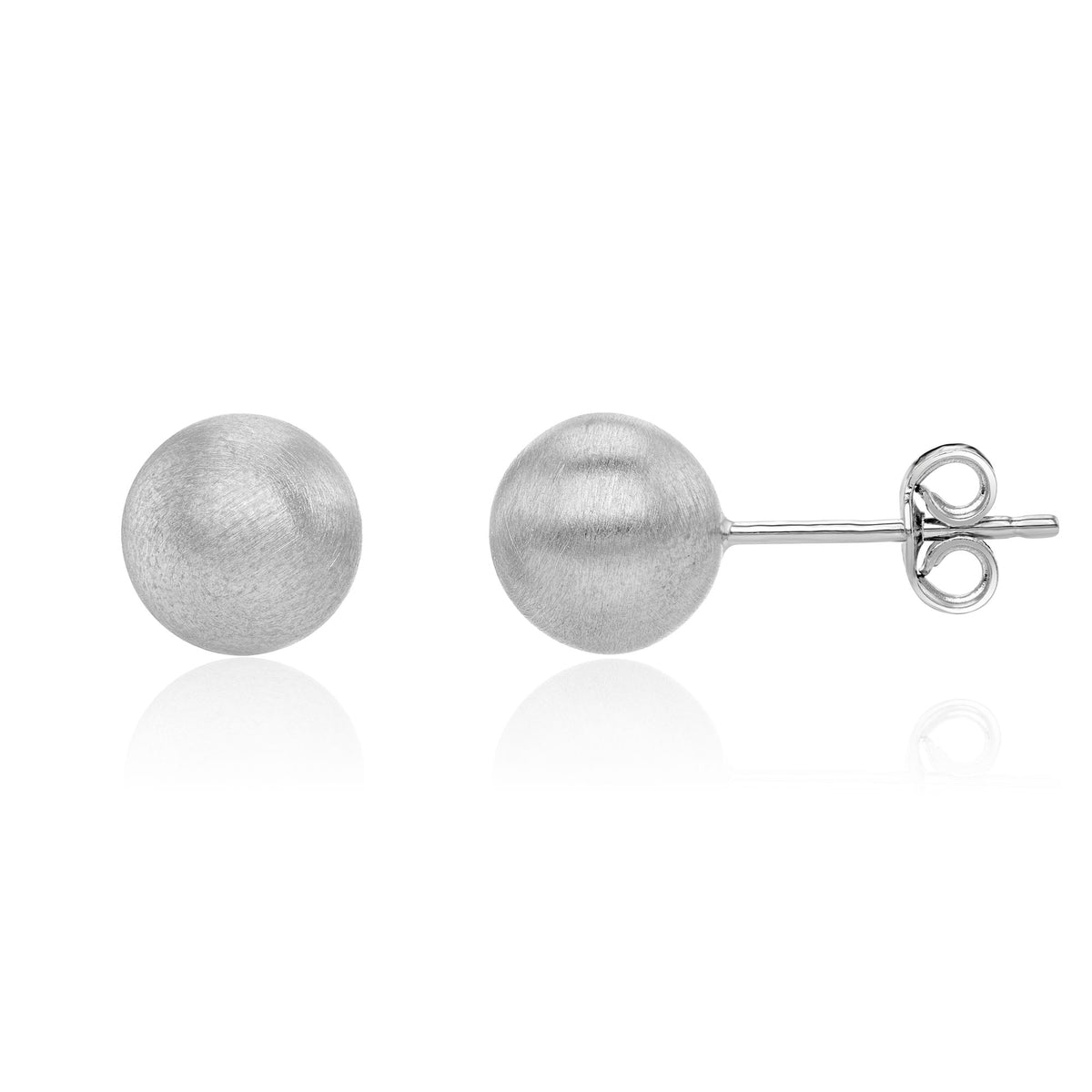9CT White Gold Satin 8MM Ball Stud Earrings