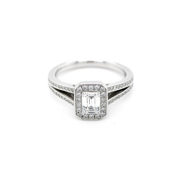 Platinum Emerald Cut Diamond Ring